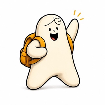 提問 mascot — 興奮地舉起手