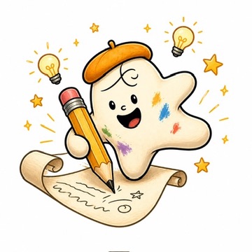 研究 mascot — 戴貝雷帽、拿著鉛筆做紀錄